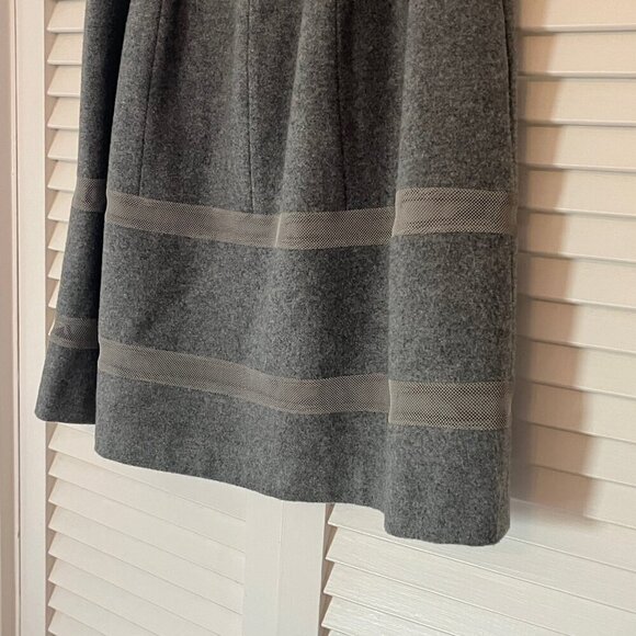 MADEWELL Heather Gray Structured Wool TURNOUT SKIRT 2 Mesh Inset Full Flare - Picture 4 of 10
